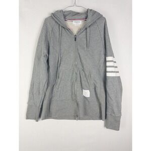Thom Browne Japan Full Zip Hoodie Mens L (4) Gray Full Zip Casual Striped Cotton